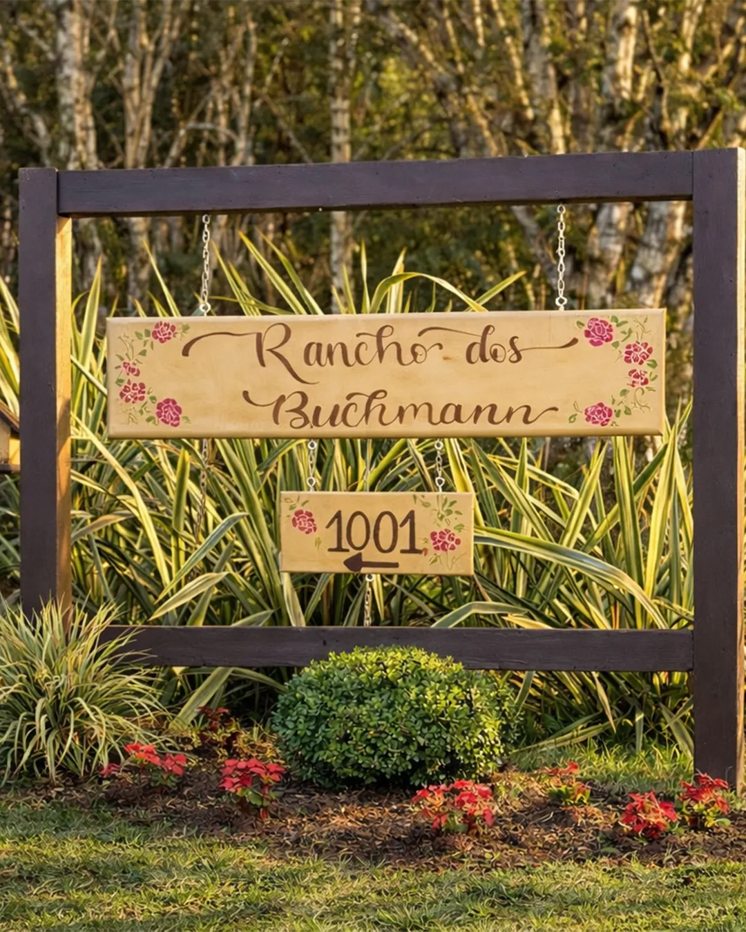 Placa de entrada do Rancho dos Buchmann